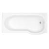 P Shape Shower Bath Right Hand with Front Panel &amp; Chrome Bath Screen 1700 x 850mm - Portland