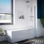 P Shape Shower Bath Right Hand with Front Panel & Chrome Bath Screen 1500 x 800mm - Portland