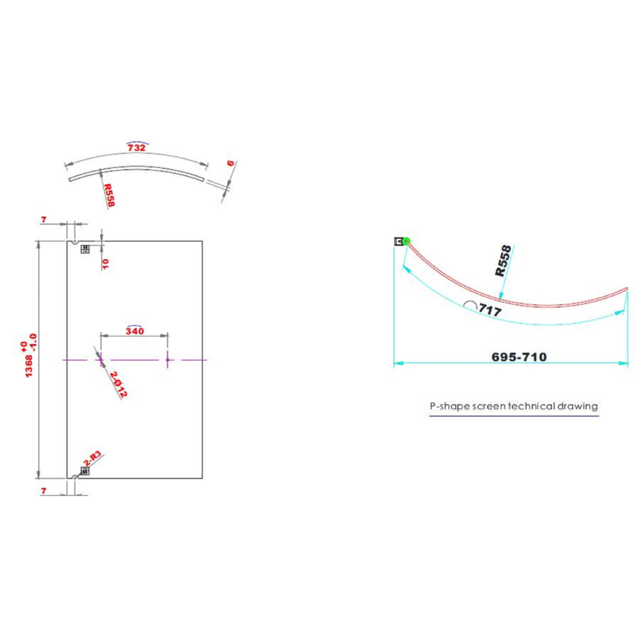 P Shape Shower Bath Right Hand with Front Panel & Chrome Bath Screen 1500 x 800mm - Portland
