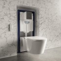 BUN/BeBa_24911/76789 Wall Hung Smart Bidet Japanese Toilet & Grohe Frame Cistern and Chrome Flush Plate - Purificare