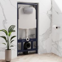 Grade A1 - Chrome Pneumatic Flush Plate with 1170mm Pneumatic Frame & Cistern - Elira Grade A1 - Chrome Pneumatic Flush Plate with 1170mm Pneumatic Frame & Cistern - Elira