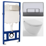 Wall Hung Smart Bidet Japanese Toilet & 1160mm Frame Cistern and Chrome Pneumatic Flush Plate - Purificare