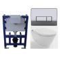 Wall Hung Smart Bidet Japanese Toilet & 820mm Frame Cistern and Chrome Pneumatic Flush Plate - Purificare