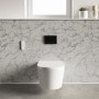 Wall Hung Smart Bidet Japanese Toilet & 820mm Frame Cistern and Black Pneumatic Flush Plate - Purificare