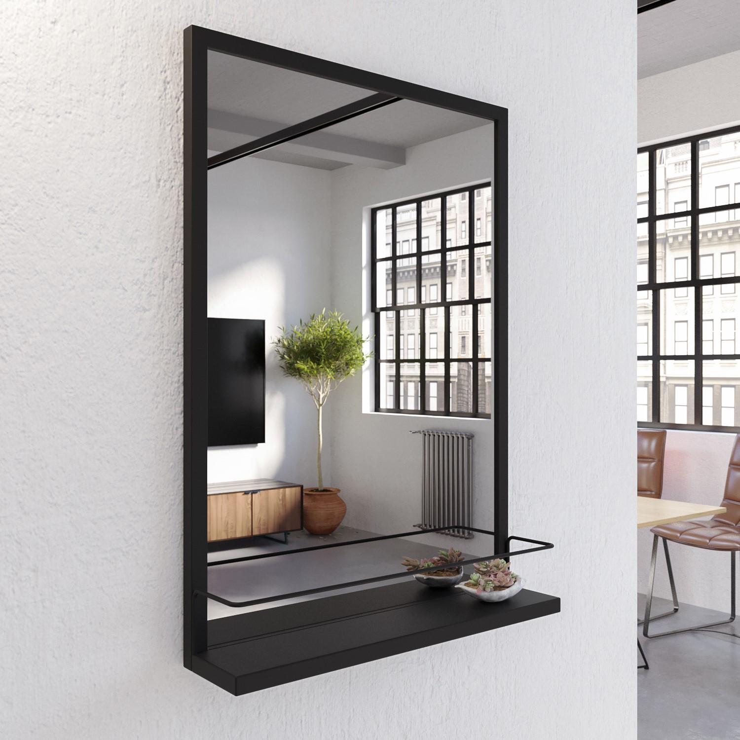 Black mirror with shelf discount