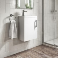 400mm White Cloakroom Wall Hung Vanity Unit with Basin and Chrome Handle - Ashford 400mm White Cloakroom Wall Hung Vanity Unit with Basin and Chrome Handle - Ashford
