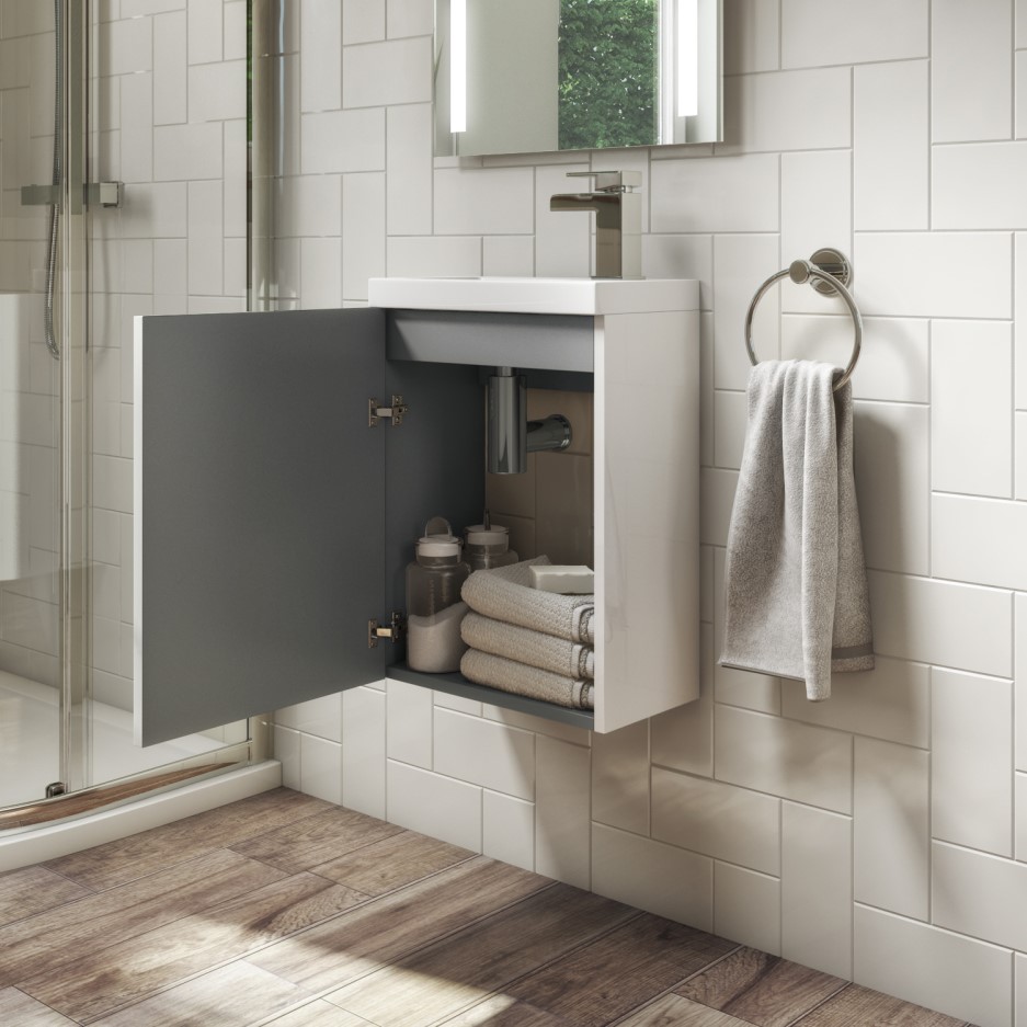 400mm Wall Hung Vanity Unit Single Door White Ashford Better