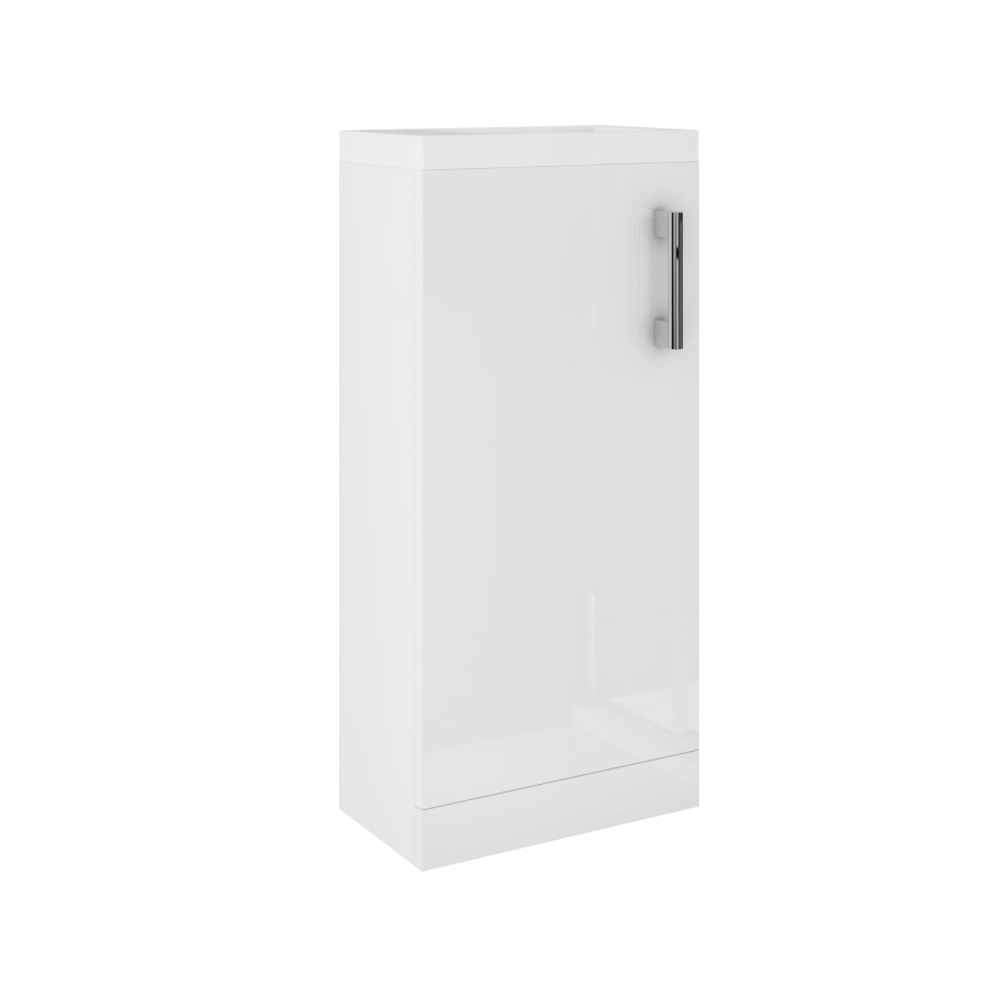 Grade A2 - 400mm White Cloakroom Freestanding Vanity Unit with Basin and Chrome Handle - Ashford