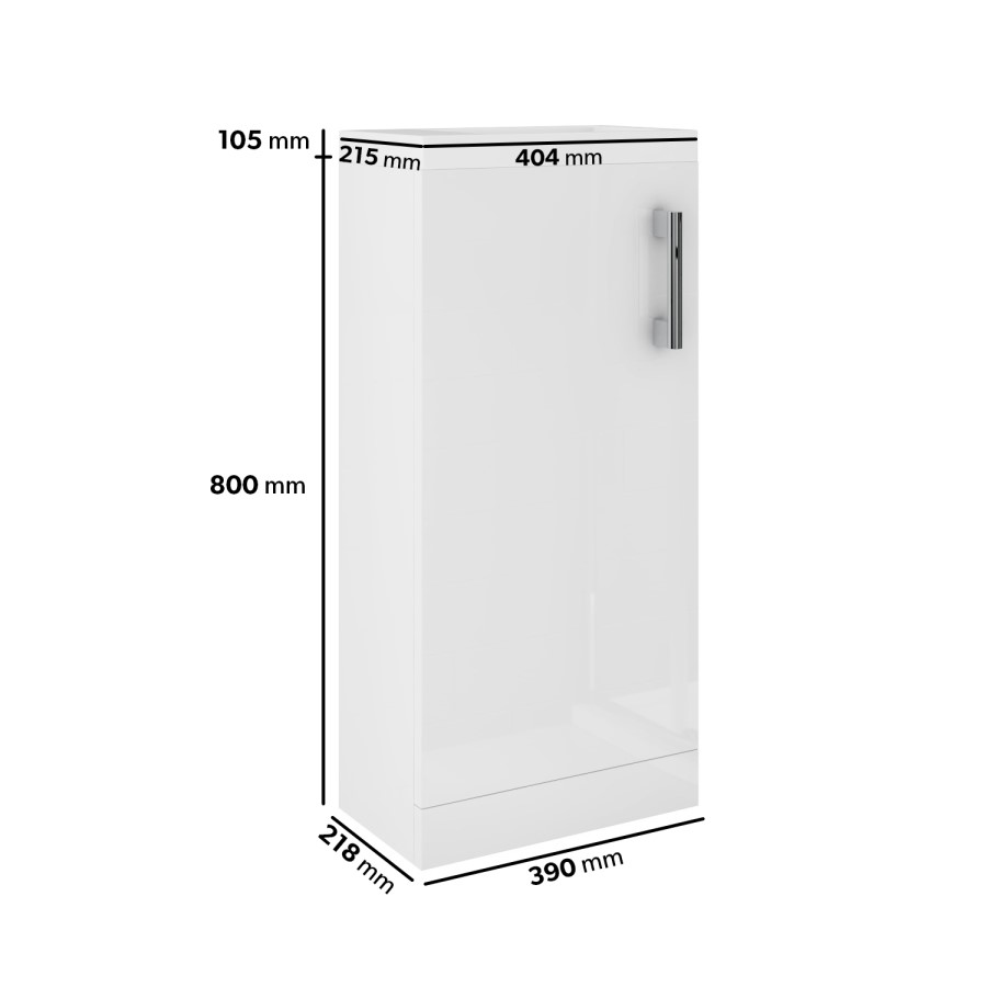Grade A2 - 400mm White Cloakroom Freestanding Vanity Unit with Basin and Chrome Handle - Ashford