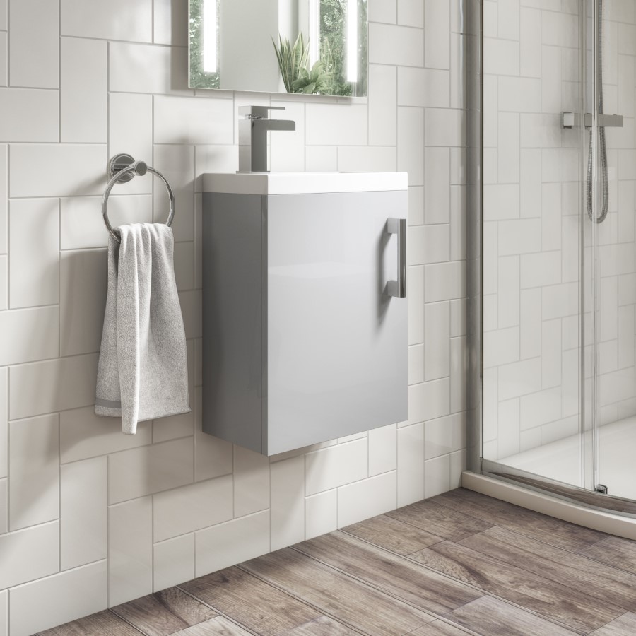 400mm Grey Wall Hung Cloakroom Vanity Unit with Basin - Ashford