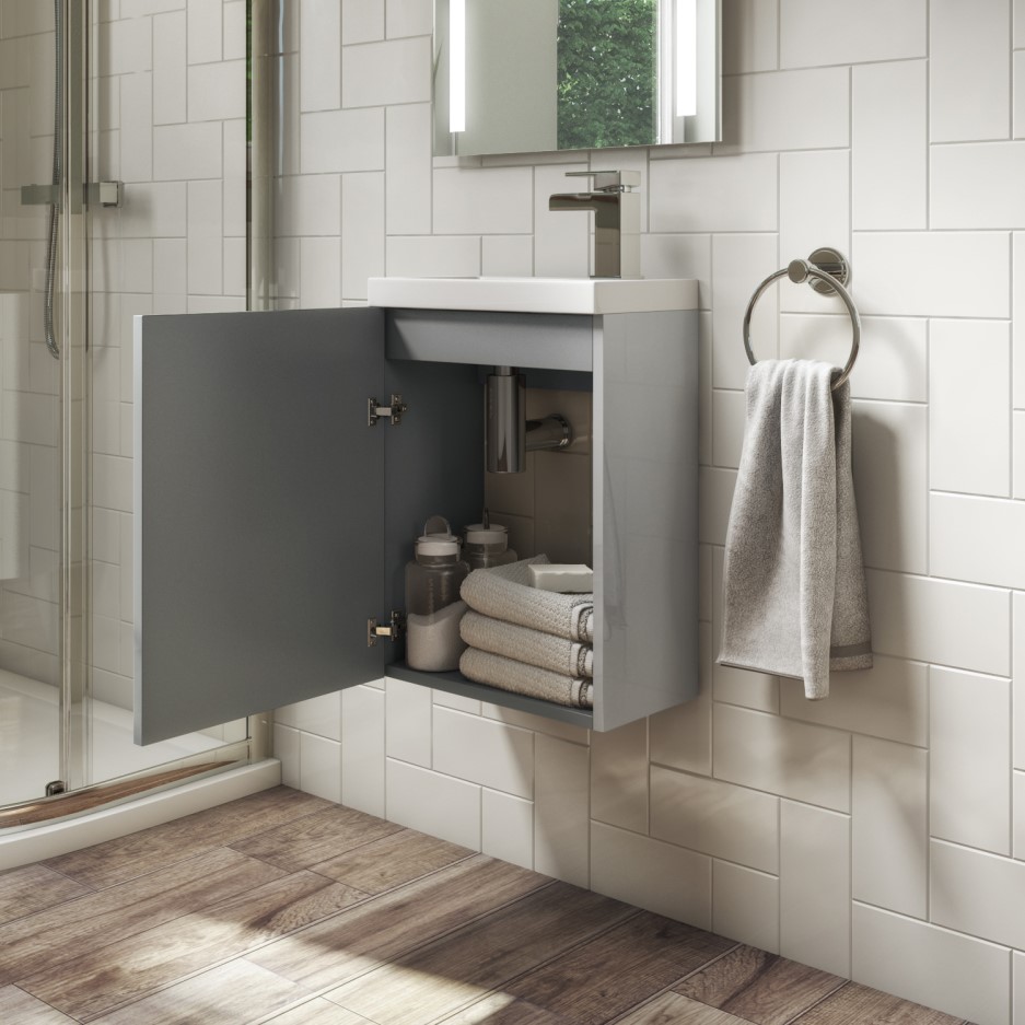 400mm Grey Wall Hung Cloakroom Vanity Unit with Basin Ashford