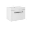 600 mm White Wall Hung Vanity Unit with Basin and Chrome Handles - Ashford
