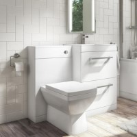 1100mm White Toilet and Sink Drawer Unit with Square Toilet and Chrome fittings - Ashford