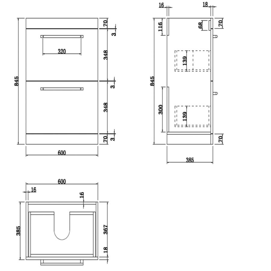 1100mm White Toilet and Sink Drawer Unit with Square Toilet and Chrome fittings - Ashford