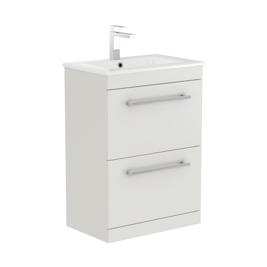 1100mm White Toilet and Sink Drawer Unit with Square Toilet and Chrome fittings - Ashford