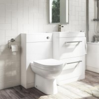 1100mm White Toilet and Sink Drawer Unit with Round Toilet and Chrome fittings - Ashford
