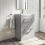 Grade A2 - 600mm Grey Vanity Unit with Basin and Chrome Handles - Ashford