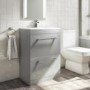 Grade A2 - 600mm Grey Vanity Unit with Basin and Chrome Handles - Ashford