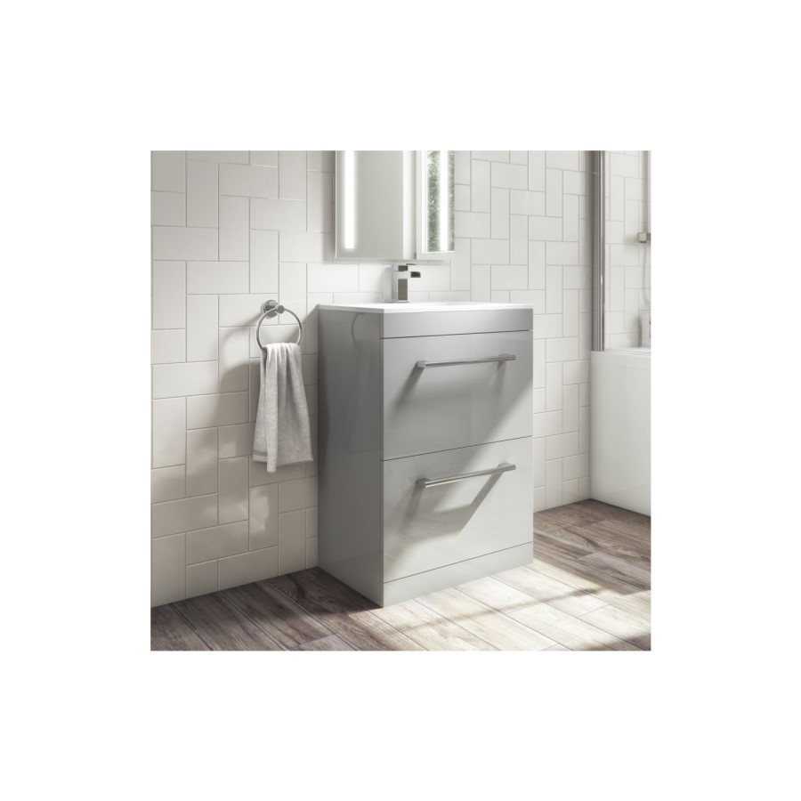 1100mm Grey Toilet and Sink Drawer Unit with Square Toilet and Chrome fittings - Ashford