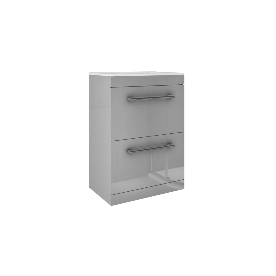 1100mm Grey Toilet and Sink Drawer Unit with Square Toilet and Chrome fittings - Ashford