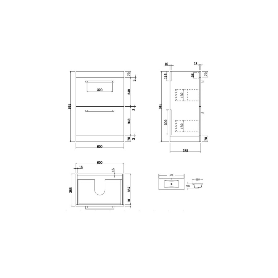 1100mm Grey Toilet and Sink Drawer Unit with Square Toilet and Chrome fittings - Ashford