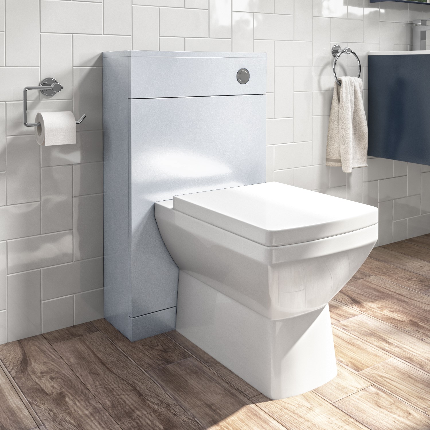 Ashford White 500Mm Back To Wall Toilet Unit With Cistern And Chrome Fittings