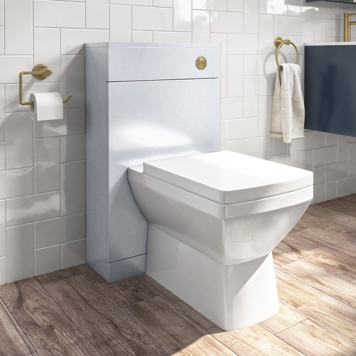Ashford White 500Mm Back To Wall Toilet Unit With Cistern And Brass Fittings