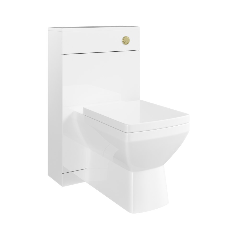 500mm White Back to Wall Toilet Unit and brass fittings - Ashford