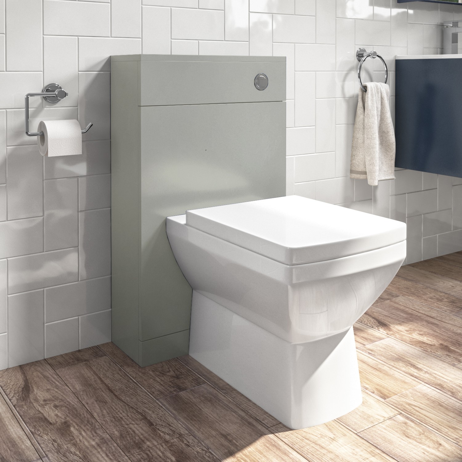 Ashford Grey 500Mm Back To Wall Toilet Unit With Cistern And Chrome Fittings