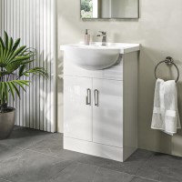 570mm White Freestanding Vanity Unit with Basin - Classic 570mm White Freestanding Vanity Unit with Basin - Classic