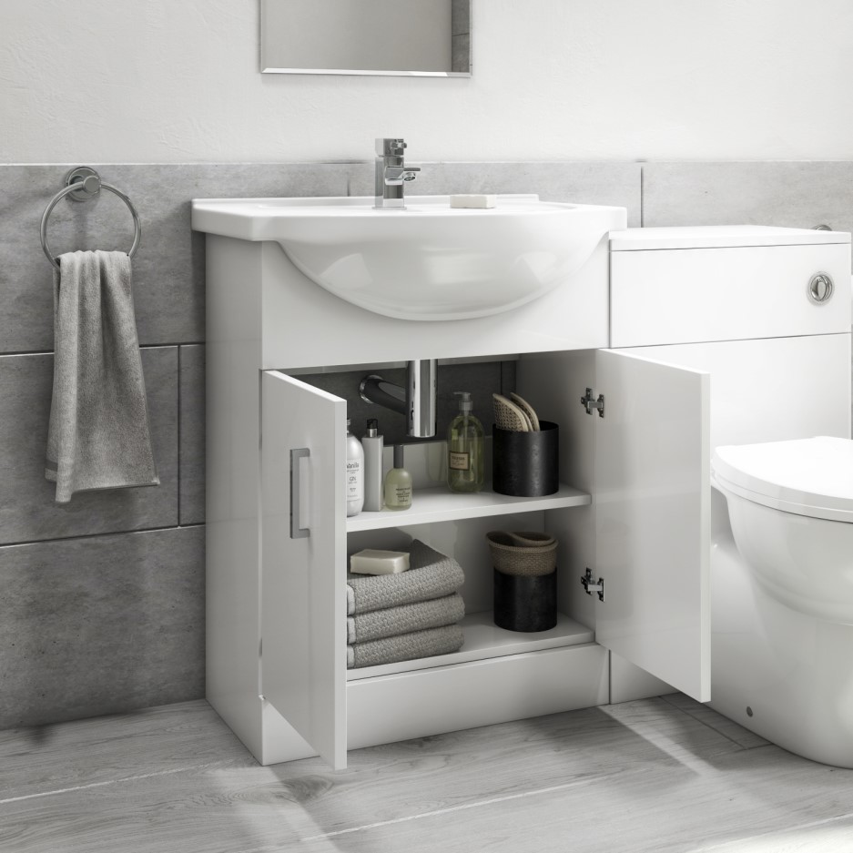 650mm White Freestanding Vanity Unit with Basin Classic Better