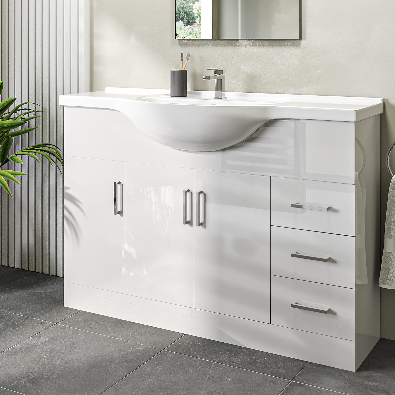 1200mm White Freestanding Vanity Unit with Basin - Classic - Better ...