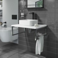 600mm White Countertop Basin Shelf with Square Basin - Lund 600mm White Countertop Basin Shelf with Square Basin - Lund
