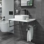 600mm White Countertop Basin Shelf with Square Basin - Lund