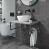 600mm Concrete Effect Countertop Basin Shelf with Round Basin - Lund