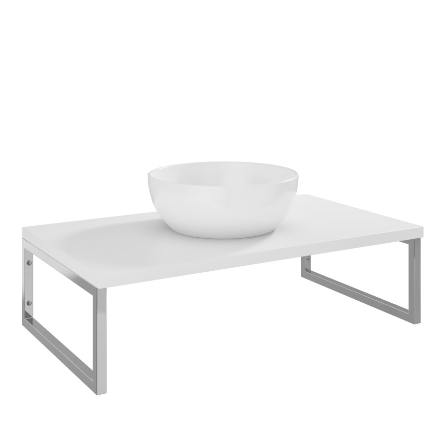 800mm White Countertop Basin Shelf with Round Basin - Lund
