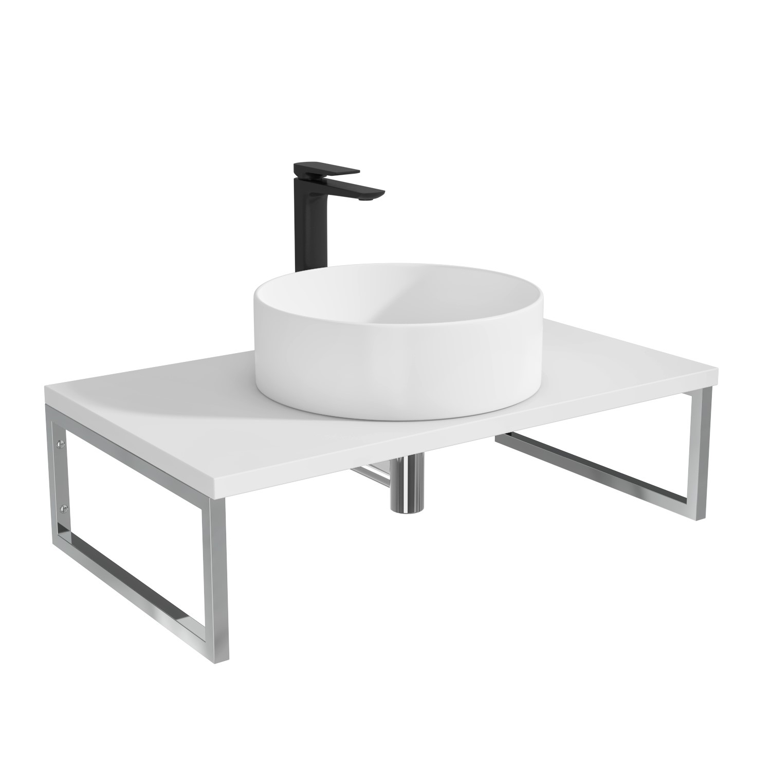 800mm White Countertop Basin Shelf with Basin Lund Better Bathrooms