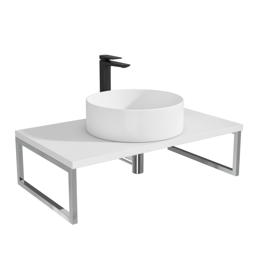 800mm White Countertop Basin Shelf with Basin - Lund
