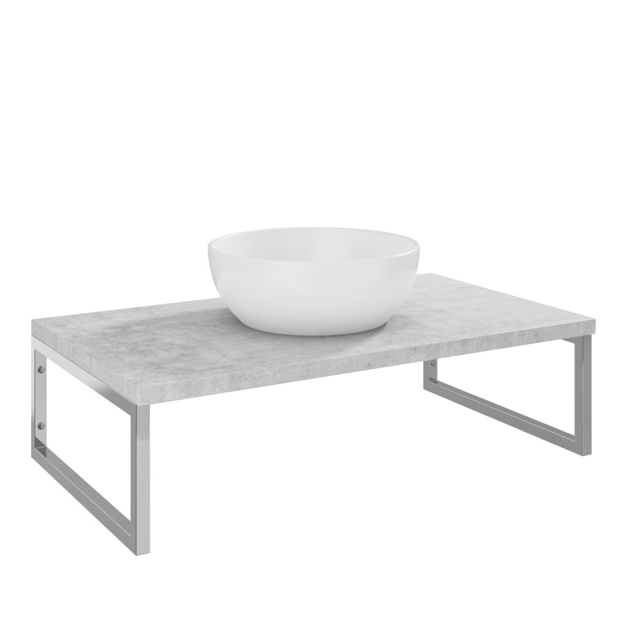800mm Concrete Effect Countertop Basin Shelf with Round Basin - Lund