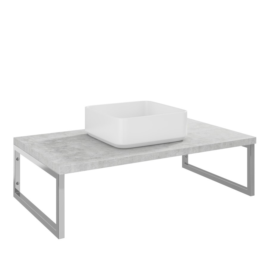 800mm Concrete Effect Countertop Basin Shelf with Square Basin - Lund