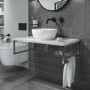 800mm Vanity Shelf - Marble Effect - With Matt Countertop Basin - Lund