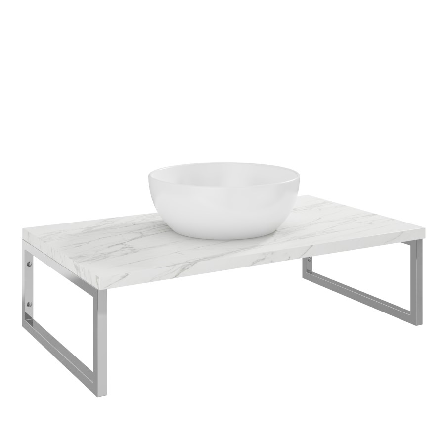 800mm Vanity Shelf - Marble Effect - With Matt Countertop Basin - Lund
