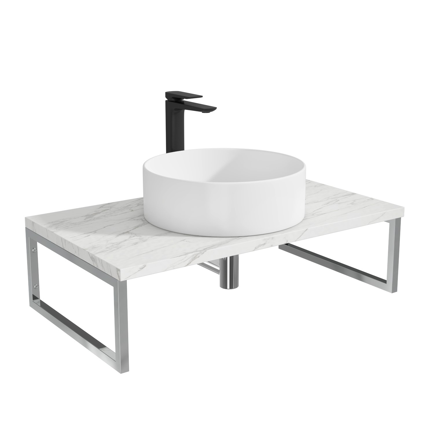 800mm Marble Effect Countertop Basin Shelf with Basin Lund Better