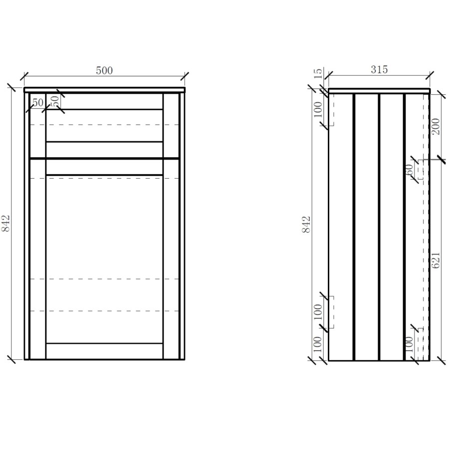 1100mm White Toilet and Sink Unit with Square Toilet- Baxenden