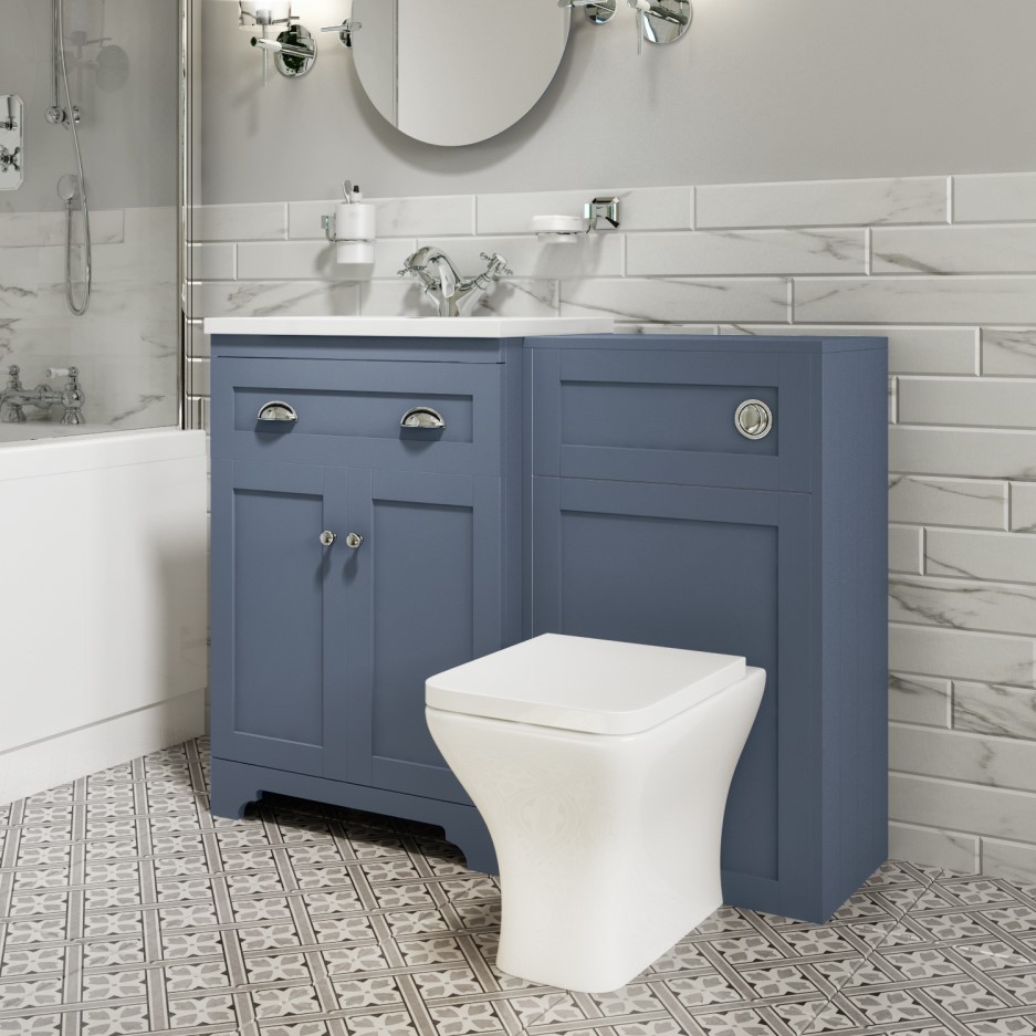 1100mm Toilet and Basin Combination Unit Modern Toilet Blue