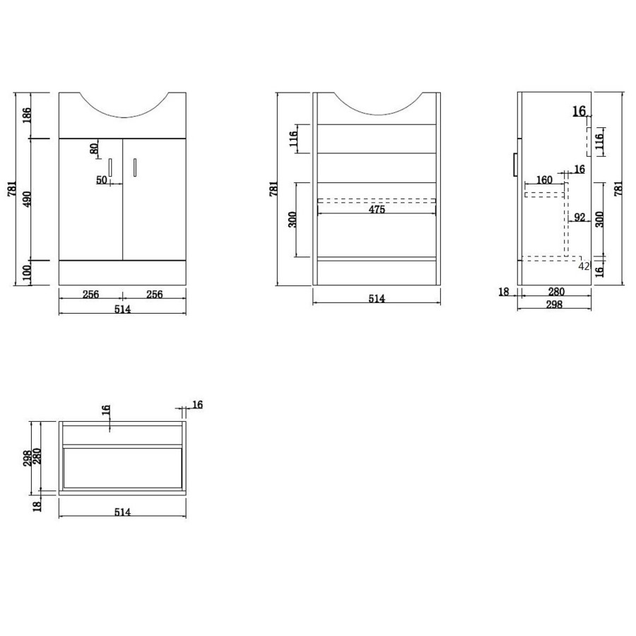 1050mm White Toilet and Sink Unit with Round Toilet - Classic