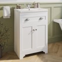 BUN/BeBa_24975/76648 600mm White Freestanding Vanity Unit with Basin - Baxenden