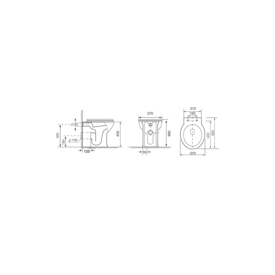 1100mm White Toilet and Sink Unit with Traditional Toilet - Baxenden