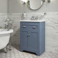 GRADE A2 - 600mm Blue Freestanding Vanity Unit with Basin - Baxenden