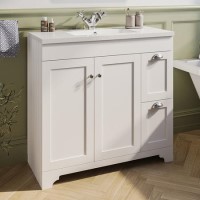 900mm White Freestanding Vanity Unit with Basin - Baxenden 900mm White Freestanding Vanity Unit with Basin - Baxenden